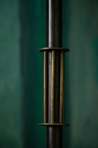 Unique Piece Bronze Floor Lamp with Fringed painted Silk Shade from the 1910 period