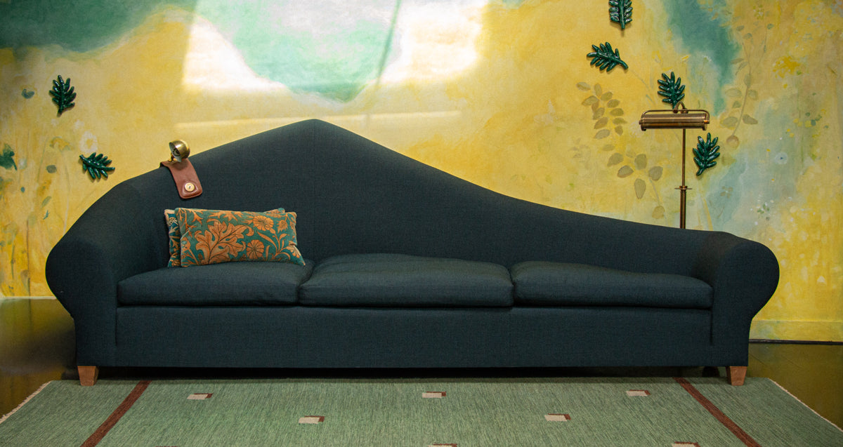 Very Beautiful, Unique, Asymetrical Night Blue Sofa, 1940