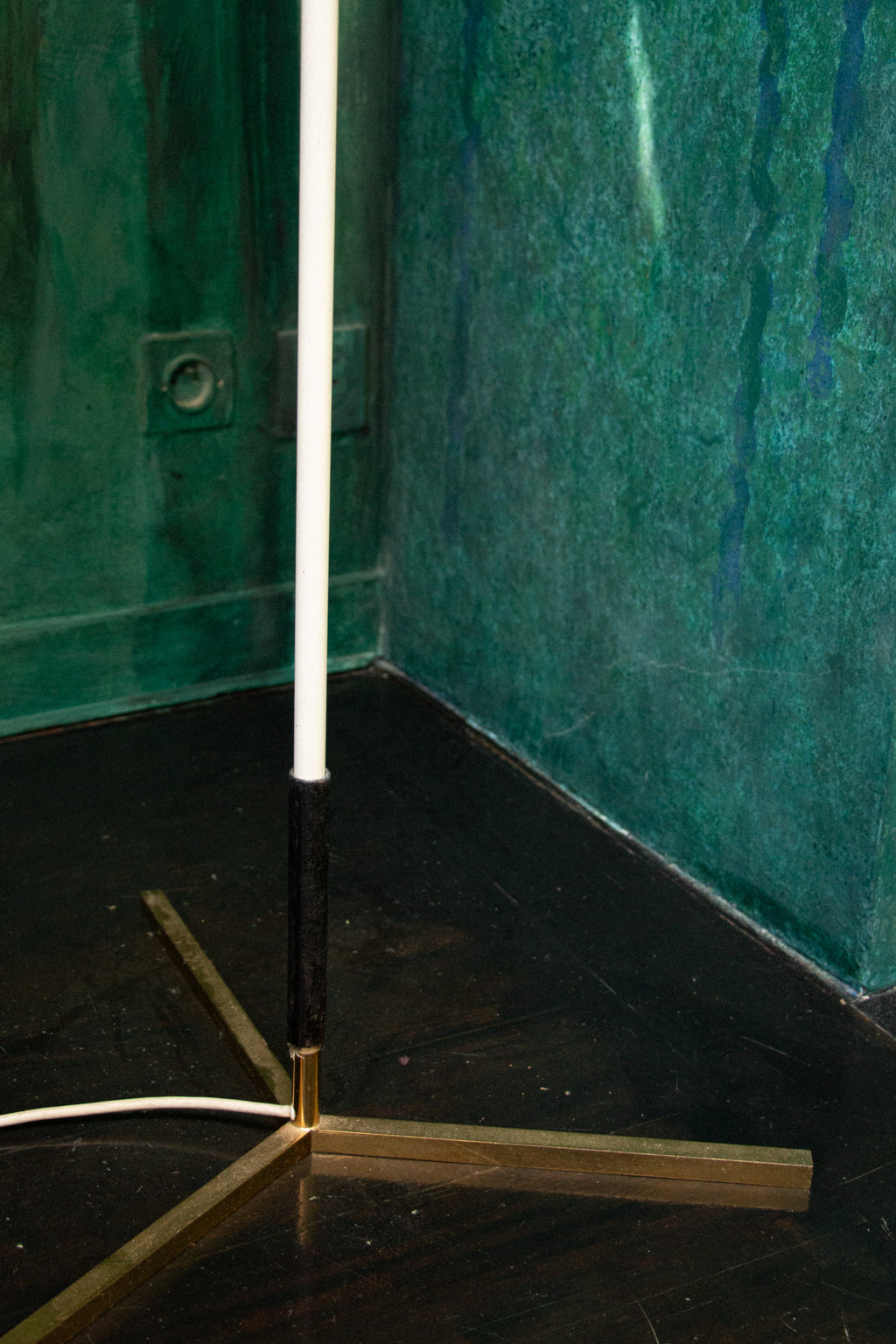 1940s Floor Lamp - Unique Piece with Bronze Bird and Original Fringed Silk Shade