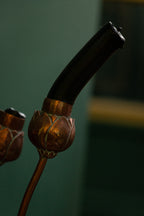 Rare pair of William Arthur Smith Benson wall sconces in hammered copper